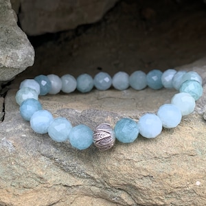 Aquamarin Armband | Edelsteinarmband | blaues Armband aus Edelstein | März Geburtsstein | blauer Aquamarin | echter Aquamarinschmuck | Boho