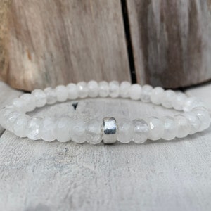 Bergkristall Armband | Edelsteinarmband | Armband aus Edelstein | transparent | weiß | Armband Bedeutung | Rondelle | 925 Sterling Silber