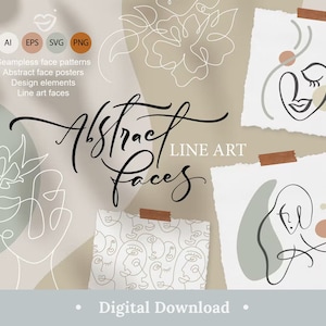 Line Art Faces Svg Bundle Abstract Face Laser Cut Designs Cricut File Digital Download