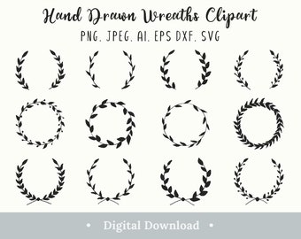 Hart Laurel Krans Svg Bruiloft Leaves 12 Laser Cut Designs Cricut File Digitale Download Bundel
