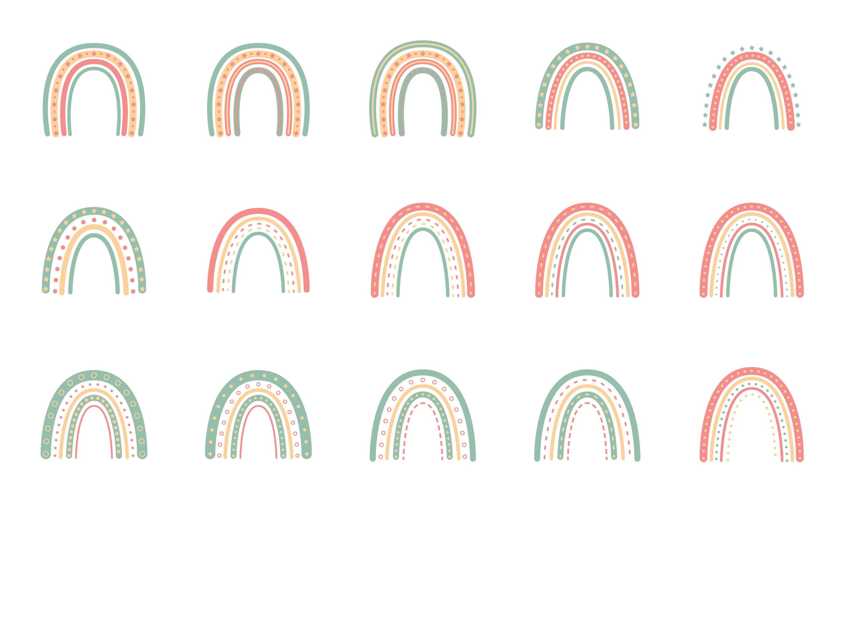 Pink Boho Rainbow Png Clipart Pastel 50 Cute Rainbows Colorful Design ...
