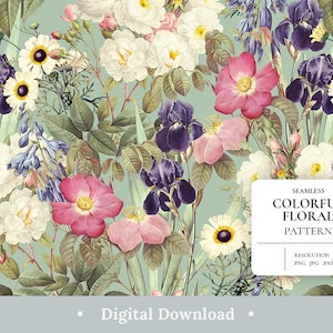 Blumen Digitales Papier Pastell Garten Blumen Scrapbook Papiere Abend Bunt Elegant Nahtlose Muster Ästhetischer Hintergrund