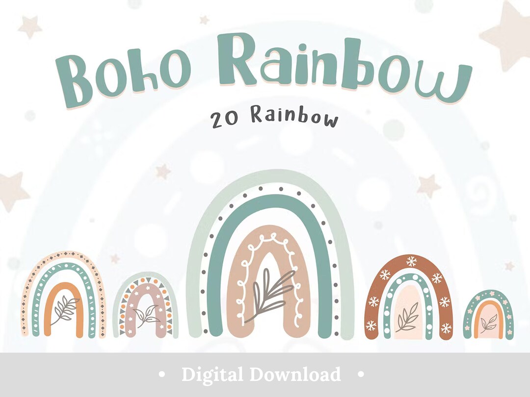 Boho Rainbow Png Clipart Pastel 20 Cute Rainbows Colorful Design ...