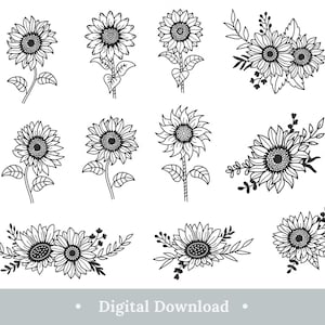 Zonnebloem Svg Bundel Bloemen Bloemen Bloemen Bloem 11 Laser Cut Designs Cricut Bestand Digitaal Download