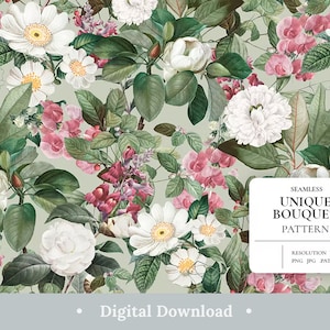 Blumen Digitales Papier Pastell Garten Blumenstrauß Blumen Scrapbook Papiere Bunt Elegante Nahtlose Muster Ästhetischer Hintergrund