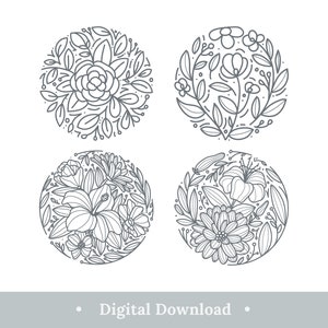 Floral Bouquet Svg Bundle Ligne Art Fleurs Plantes Fleurs Laser Cut Designs Cricut Fichier Numérique Télécharger Vol 1