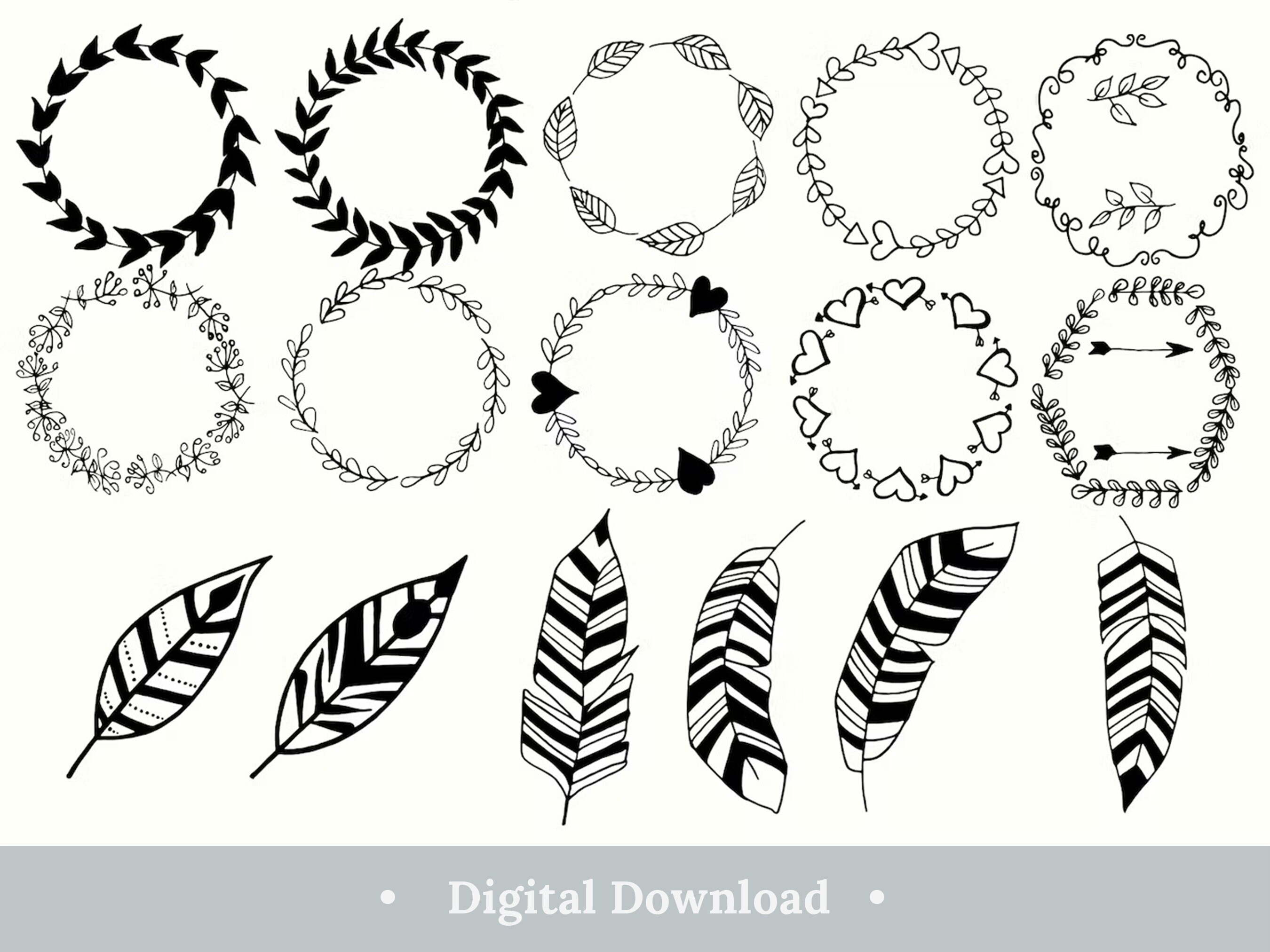 heart-laurel-wreath-svg-wedding-leaves-boho-feather-30-laser-etsy