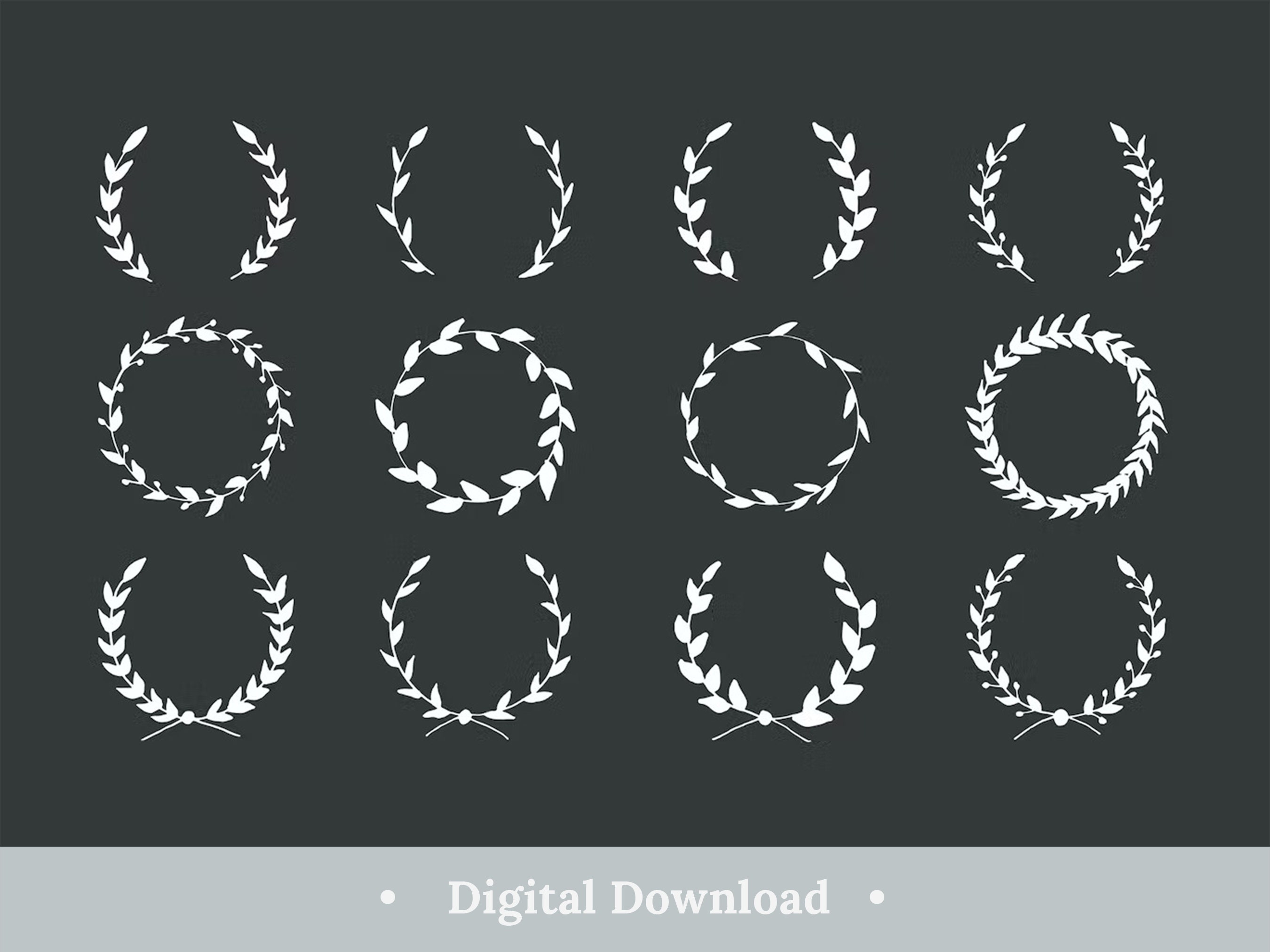 Heart Laurel Wreath Svg Wedding Leaves 12 Laser Cut Designs Cricut File ...