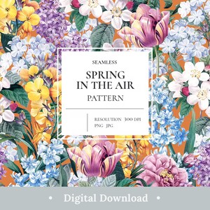 Floral Digitales Papier Pastell Garten Lebendige Blumen Scrapbook Papiere Bunt Elegante Nahtlose Muster Ästhetischer Hintergrund