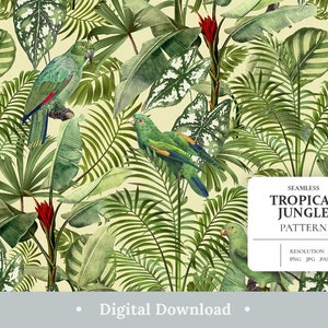Carta digitale tropicale pappagallo foglie giungla scrapbook papers colorato modello senza cuciture sfondo estetico