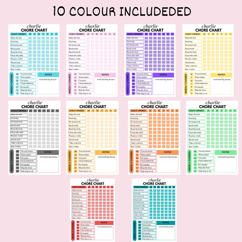 Homework Chore Routine Chart Editable Custom Chore Chart for Kids| Routine Chart |kids Chore Chart ...