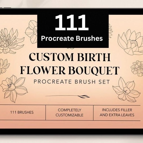Procreate Custom Birth Flower Bouquet |  Minimalistic Flower Brushes | Procreate Line Art Flower | Flower Brush Set