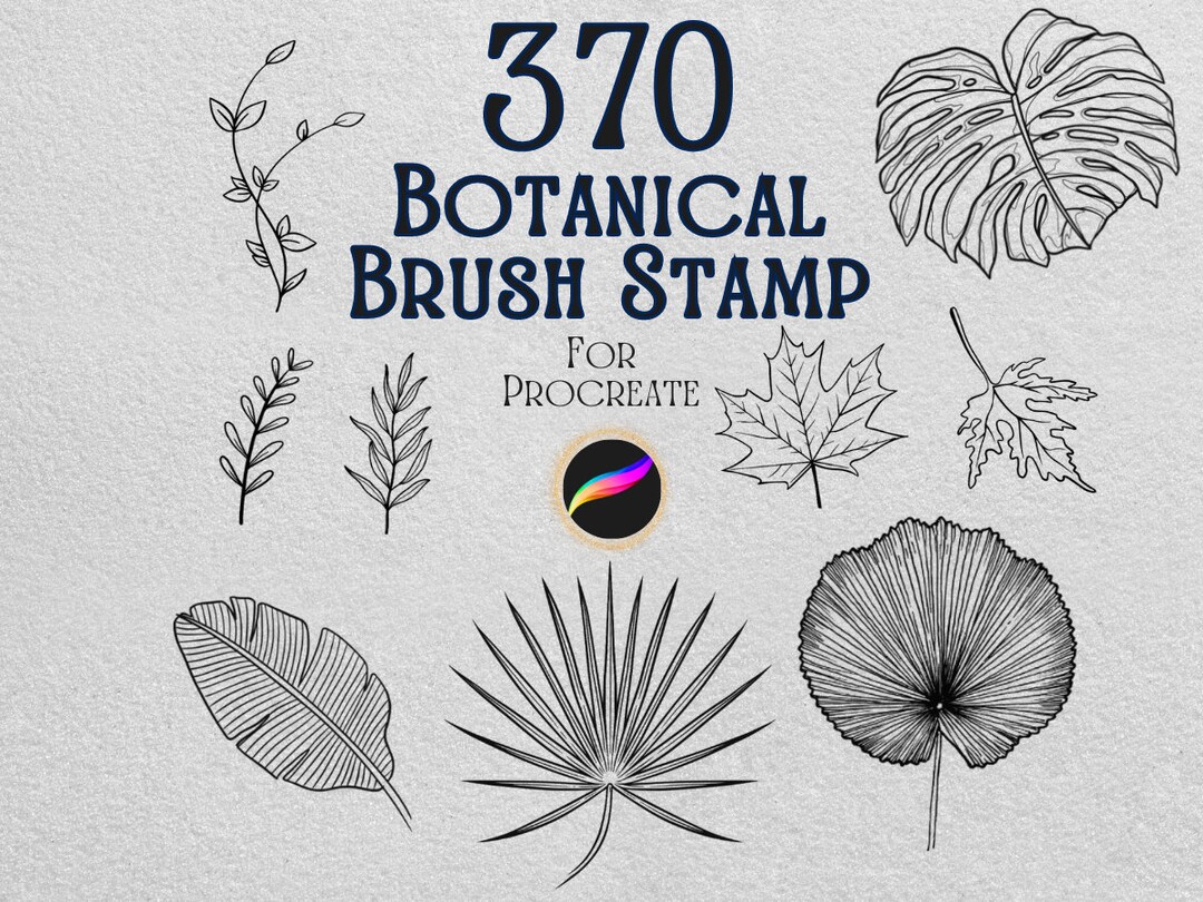 370 Procreate Botanical Stamps: Floral & Leaf Brush Set, Hand Drawn ...