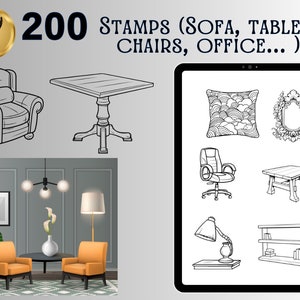 Procreate Interior Design Pack | Furniture Blocks | Floorplan Stamps ...