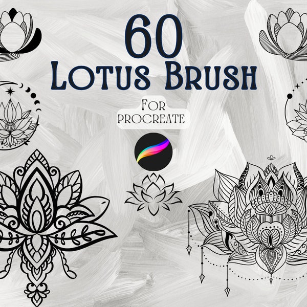 Procreate lotus brush | Lotus stamps for Procreate