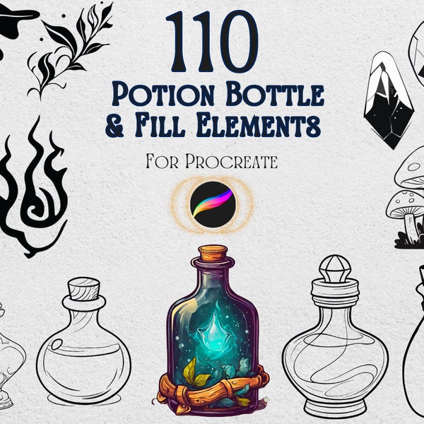 110 Procreate Potion Bottle and  Fill Elements