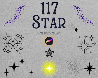Procreate Star Brushes – 117 Galaxy & Sparkle Stamps (Digital Download)