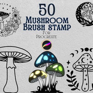 Procreate mushrooms | 50 mushroom brush procreate | Mushroom drawing for procreate