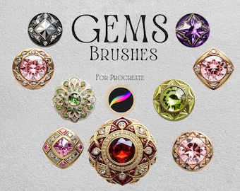 Conjunto de pinceles de gemas para Procreate: 35 pinceles digitales de joyas (descarga digital)