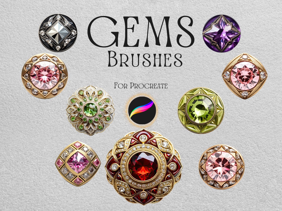 Procreate Gems Brushes Set | 35 Gemstone Brushes for Procreate