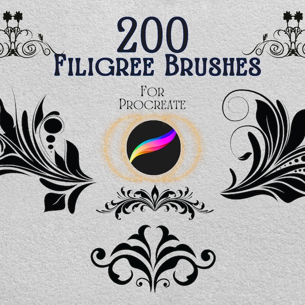 Procreate Filigree Ornament stamps | 200 Procreate Filigree Brushes