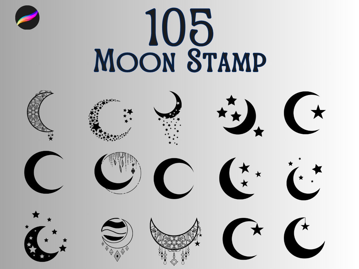 105 Procreate Moon Stamps: Lunar Phase Brush Set (digital Download) - Etsy