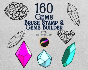 Sellos de gemas para Procreate: Set de 160 pinceles para crear gemas (descarga digital)