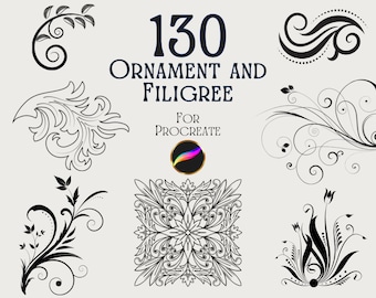Adornos y filigranas de Procreate: 130 pinceles de flores