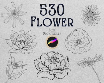 530 Flower and Herb Procreate Stamps: Botanical Brush Bundle (Digital Download)