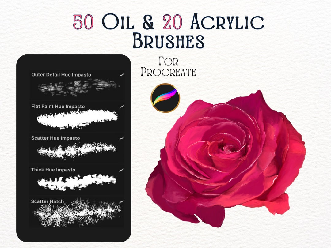Realistic Oil & Acrylic Procreate Brushes - Impasto Painting Kit - iPad ...