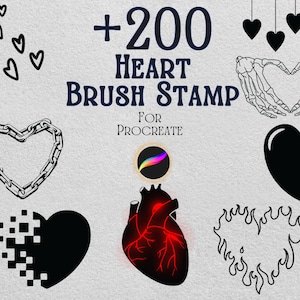 200 Sello de pincel de corazón procreado
