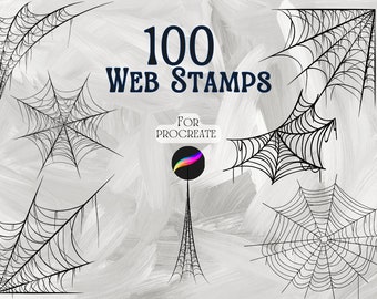Sellos de telaraña para Procreate: 100 diseños web (descarga digital)