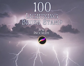100 Pinceles de Relámpago: Conjunto de Pinceles de Trueno para Procreate