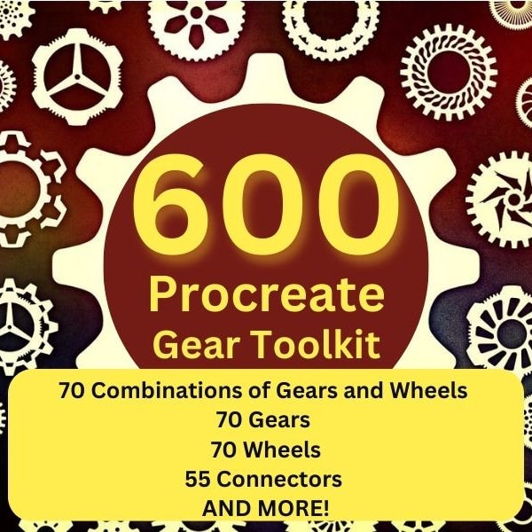 600 Procreate Gear brushes | Gear stamps | Wheels brush | Wheel Stamps |