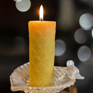 Cathedral candle, 100% beeswax, burns approximately 36 hours