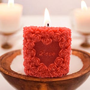 “Love” Beeswax Candle – Valentine’s Day Edition