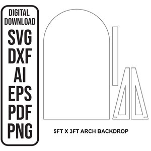 SVG boog achtergrond 5ft x 3ft, 6ft x 3ft bruiloft boog achtergrond evenement boog achtergrond laser CNC plan bestand digitale download SVG ai dxf eps pdf