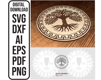 Dessous de verre celtique arbre de vie Dessous de verre ronds en forme d'arbre de vie, modèles de décoration de signe découpé au laser fichier de gravure SVG, ai, dxf, eps, pdf, png
