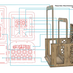 Laser Cut Quran Stand, Prayer Mat Rug Holder (Digital Download) image 3
