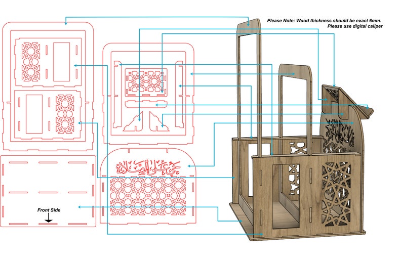 Laser Cut Quran Stand, Prayer Mat Rug Holder (Digital Download) image 3