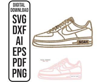 Fichier laser personnalisé Sneakers Sneakerhead SVG Nice Kicks Contour Silhouette chaussures Fichiers découpés au laser SVG ai dxf eps pdf png