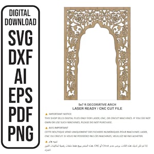 SVG Sfondo decorativo ad arco 5 piedi x 7 piedi Sfondo ad arco per matrimonio Sfondo ad arco per eventi File di piano CNC Download digitale, SVG, ai, dxf, eps, pdf