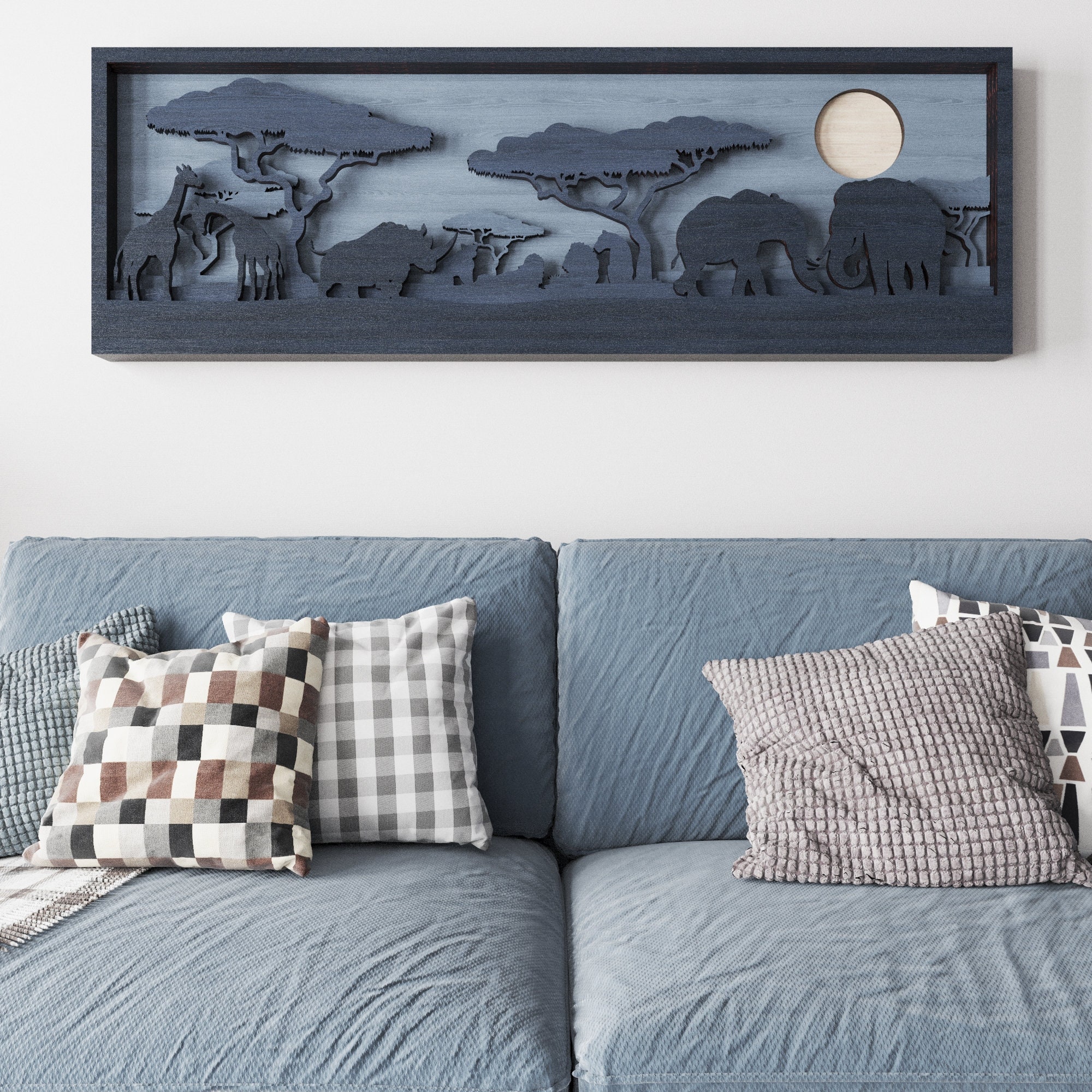 African Savannah Shadow Box Cut Files: Multilayer Laser Cut Design ...