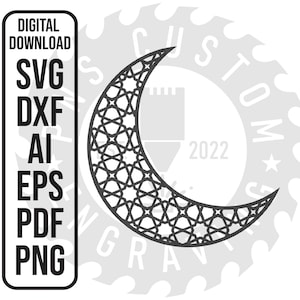 Halbmond SVG Mashrabiya svg Ramadan Kareem Mubarak SVG dxf ai pdf png eps Sofortiger Download Laser-Datei Digitaler Download