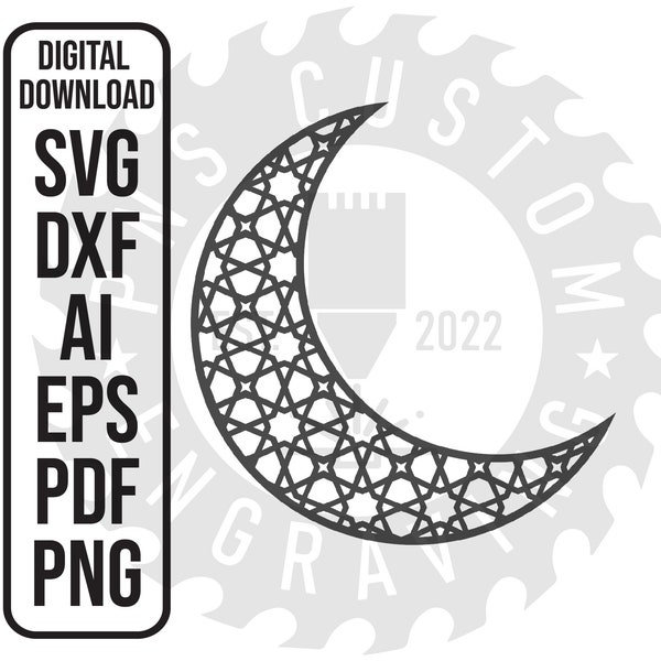 Crescent Moon SVG Mashrabiya svg Ramadan Kareem Mubarak SVG dxf  ai pdf png  eps Instant Download Laser File Digital Download