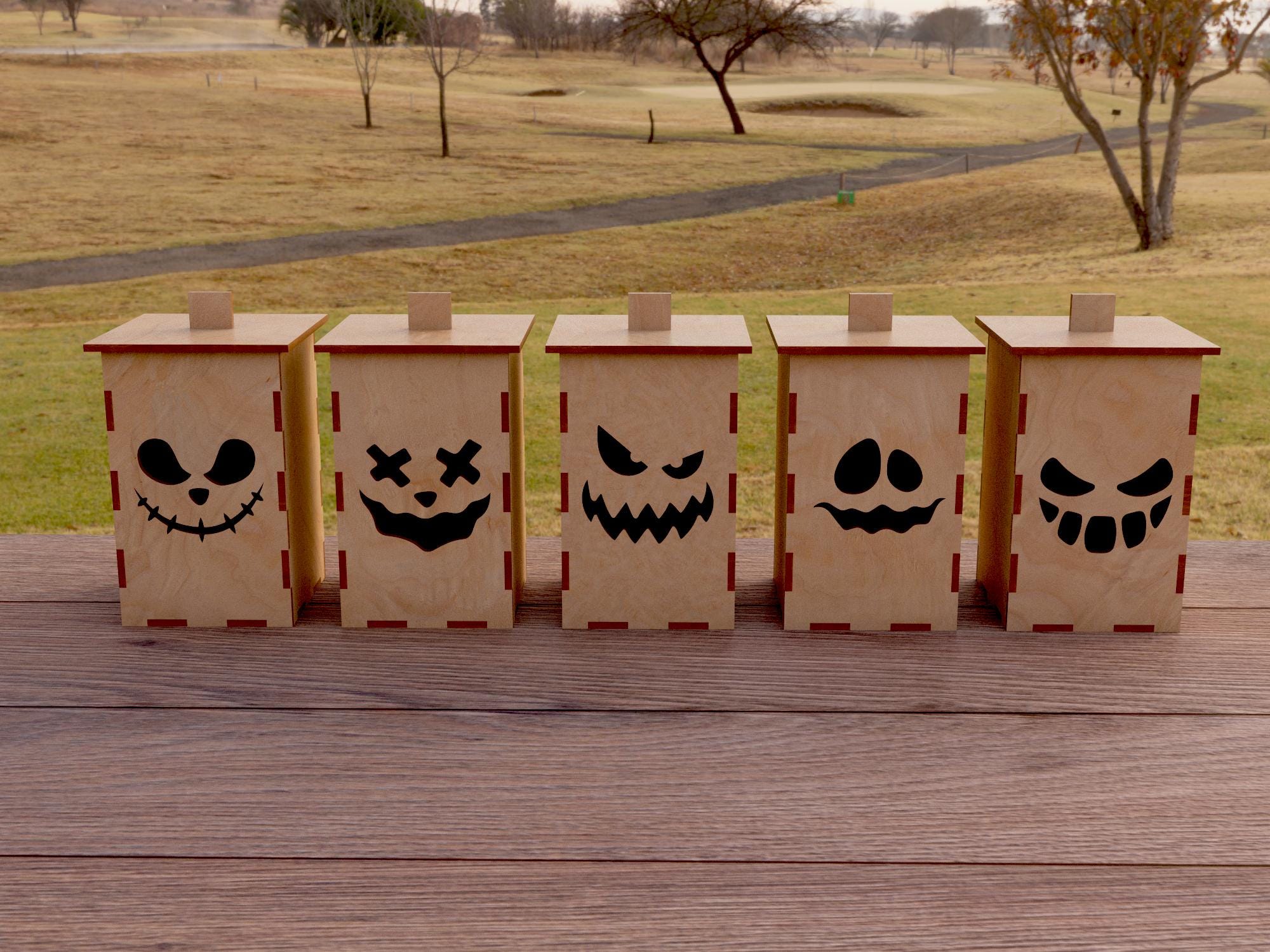 Jack O' Lantern Laser Cut Files: 5 Halloween Designs (digital Download ...