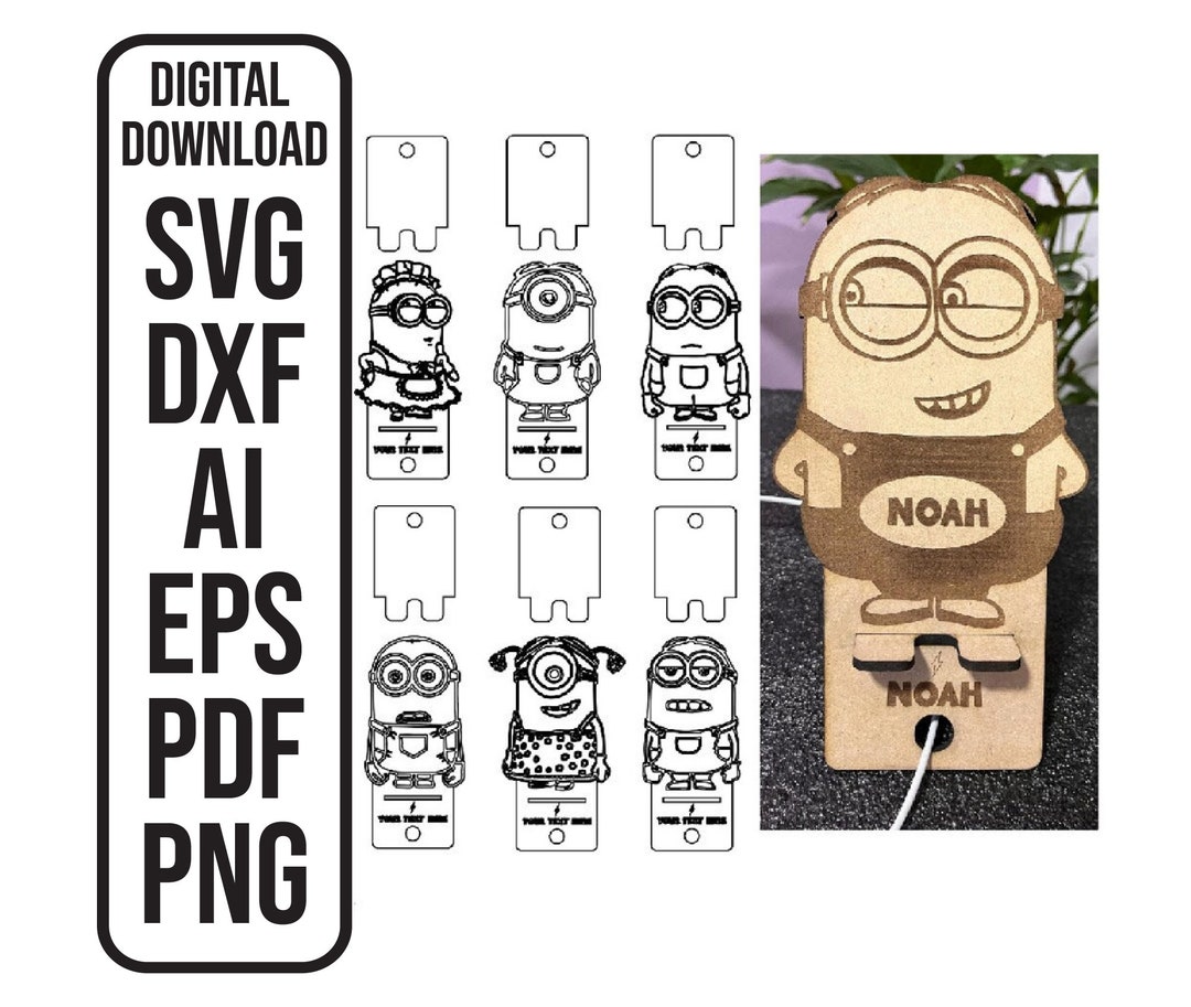 Minions Phone Stands SVG Minion Phone Holder Desk Decor Cutting