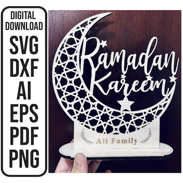 Ramadan Kareem Crescent Moon Laser Cut File (Digital Download)