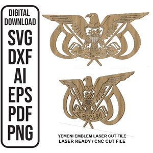Emblème du Yémen SVG Emblème du Yémen demande de commande personnalisée Fichier découpé au plasma CNC, fichier découpé au Laser SVG dxf ai pdf png eps Téléchargement numérique