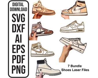 Chaussures SVG en couches fichier découpé au laser baskets découpées au laser décoration murale fichier laser en couches Chaussures multicouches découpé au laser fichier SVG, ai, dxf, eps, pdf, png